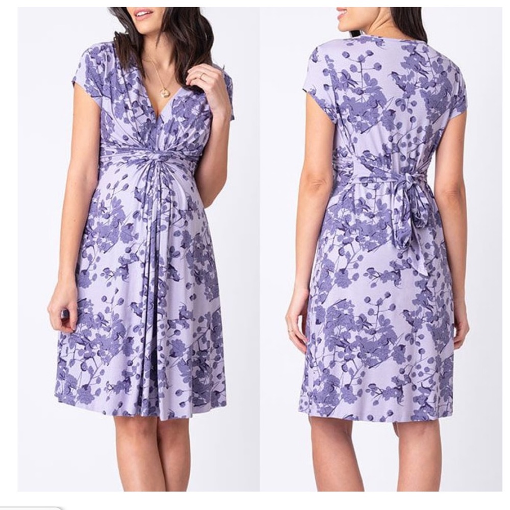 Seraphine Maternity Lavender Blossom Knot Front Dress US size 4